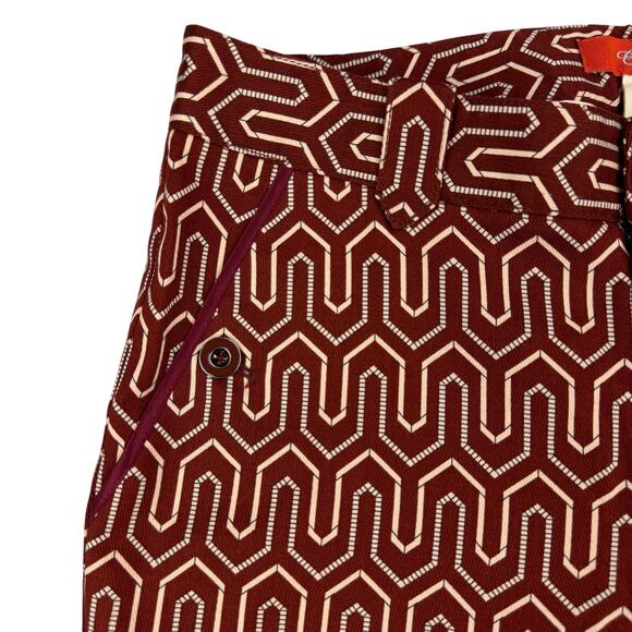 CARTONNIER Anthropologie Charlie Skinny Ankle Trouser Sz 4 Rust Red Cream - Picture 6 of 8